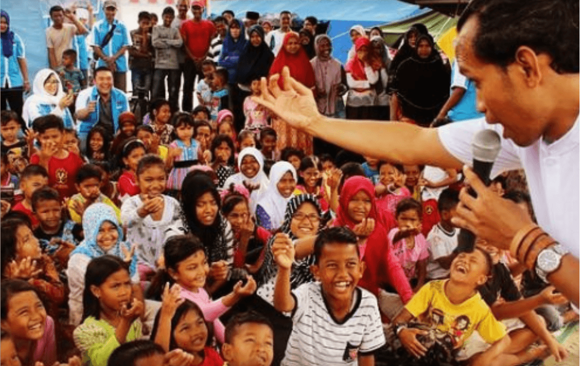 Gambar : Kak Aio mendongeng untuk anak-anak Indonesia